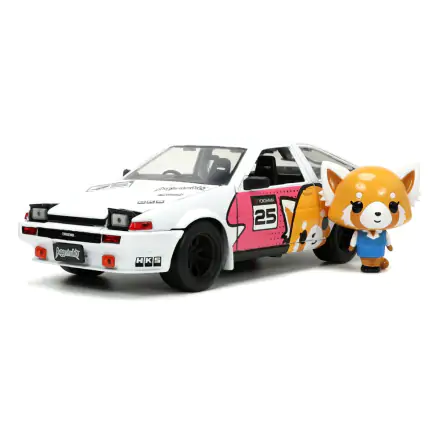 Aggretsuko Hollywood Rides Diecast Model 1/24 1986 Toyota Trueno with Aggretsuko Figur Produktfoto