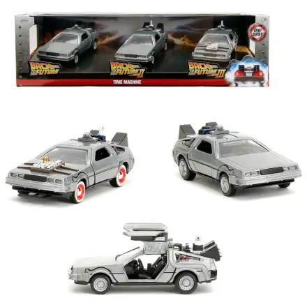Back to the Future 40th Anniversary Time Machine Pack 3 Delorean Set Produktfoto