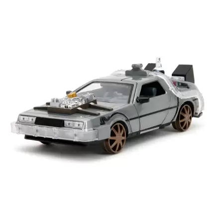 Zurück in die Zukunft III Hollywood Rides Diecast Modell 1/24 DeLorean Time Machine Railroad Wheels termékfotója