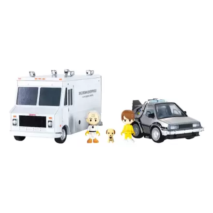 Back to the Future Q-Village Fahrzeuge mit Minifiguren Time Machine Deluxe Set 9 cm Produktfoto