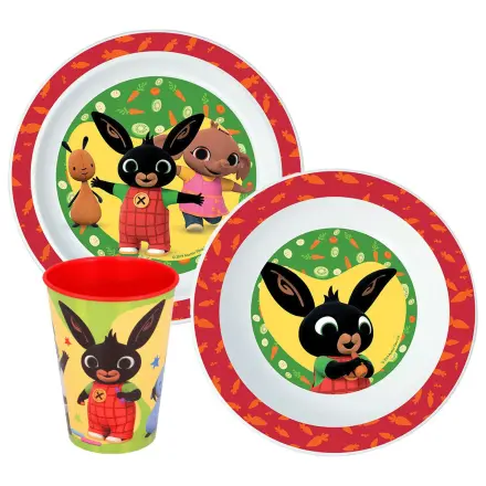 Bing Happy Bunny Geschirr Set, Mikroplastik Set mit Glas Produktfoto
