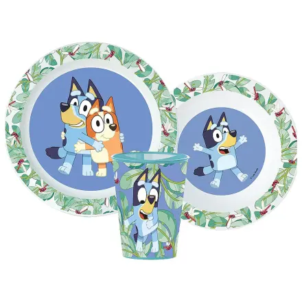 Bluey Tropical Abendessen Set, Mikroplastik Set, mit 260 Milliliter Glas Produktfoto