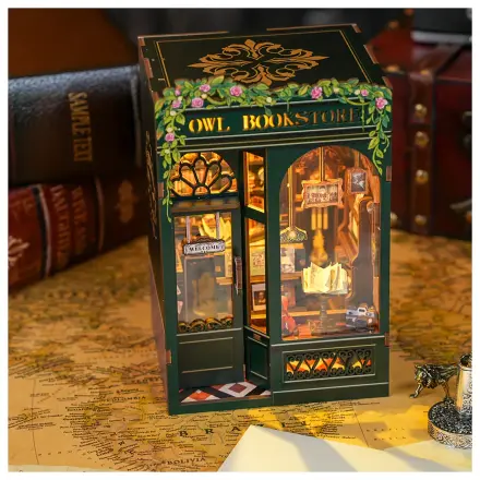 BOOK NOOK BAUSATZ DIY Owl Bookstore 139 Teile + LED Licht Konstruktionsset Produktfoto