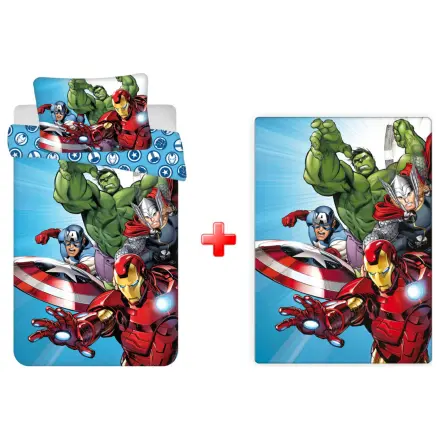 Avengers Light Blue Kinder, Vorschule Bettbezug und Fleece Decke Set Produktfoto