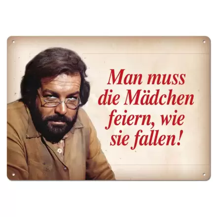 Bud Spencer Blechschild Mädchen feiern, wie sie fallen 10 x 15 cm Produktfoto