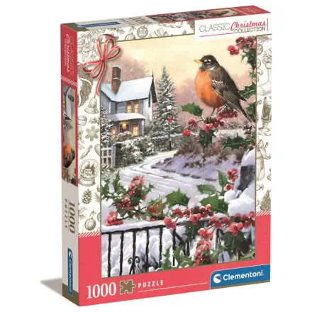 Christmas Collection Robin And Holly Bushes Puzzle 1000 Teile Produktfoto
