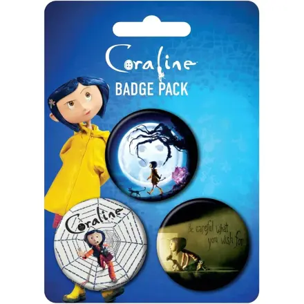 Coraline Große Anstecknadel-Buttons 3er-Pack Key Art Produktfoto