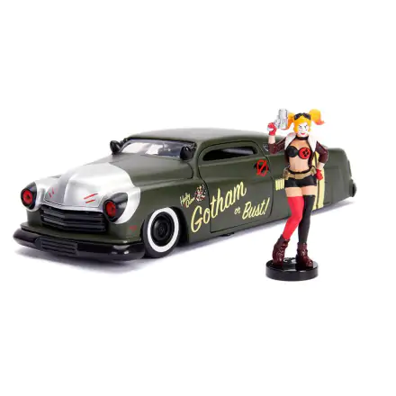 DC Bombshells Diecast Modell Hollywood Rides 1/24 1951 Mercury mit Harley Quinn Figur Produktfoto