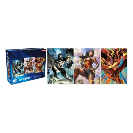 DC Comics Puzzle Batman, The Flash, Wonder Woman 3er-Pack (500 Teile) Produktfoto