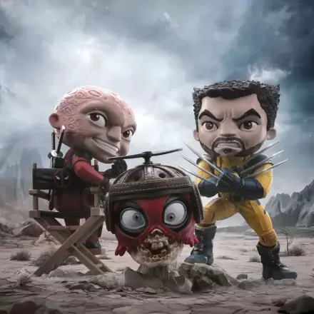 Deadpool & Wolverine Mini Co. PVC Figur Deadpool and Wolverine Set Unmasked 14 cm Produktfoto