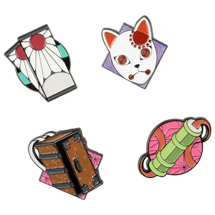 Demon Slayer Kimetsu no Yaiba Set mit 4 Anstecknadeln Produktfoto