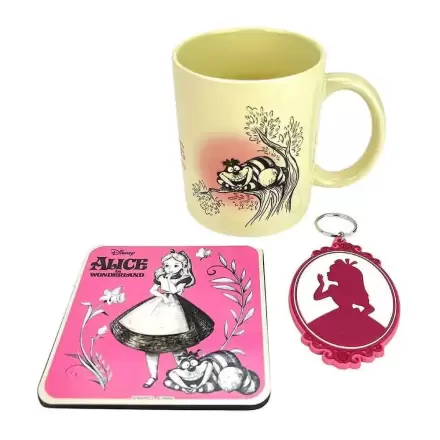 Disney Tasse, Untersetzer und Schlüsselanhänger Alice in Wunderland Vintage termékfotója