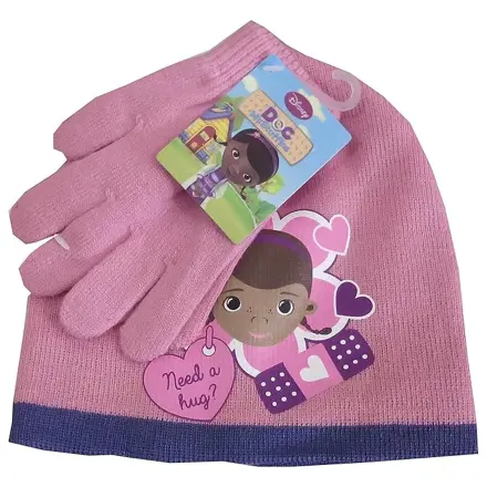 Disney Doc McStuffins Hug Pink Kinder Mütze + Handschuhe Set 52 cm Produktfoto