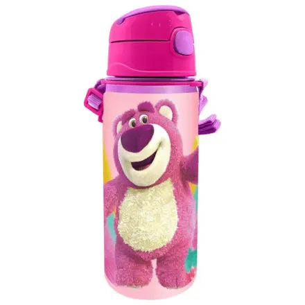 Disney Toy Story Lotso Aluminium Trinkflasche mit Strohhalm und Umhängeband 600 ml Produktfoto