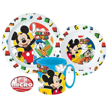 Disney Mickey Cool Summer Geschirrset, Mikro-Plastik-Set mit 350 ml Becher Produktfoto