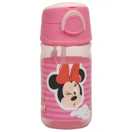 Disney Minnie Wink Trinkflasche mit Haken aus Kunststoff mit Strohhalm, 350 ml Produktfoto