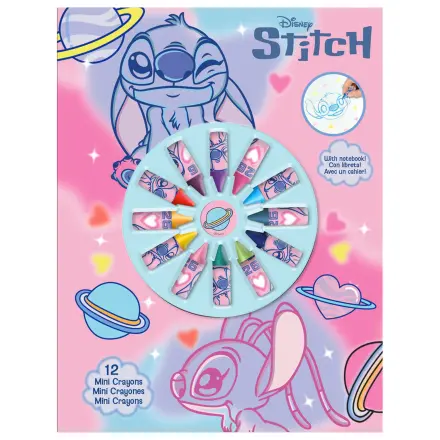 Disney Stitch Notizbuch + 12 Mini-Wachsmalstifte Produktfoto