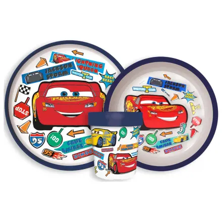 Disney Cars Aufkleber Go rutschfestes Essgeschirr Set, Mikro Kunststoff Set Produktfoto