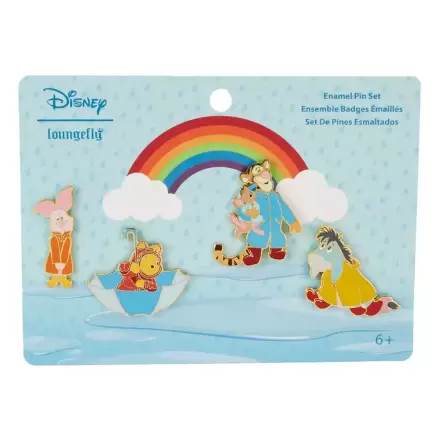 Disney by Loungefly Pin Ansteck-Pins 4er-Set Winnie the Pooh & Friends Rainy Day 4 cm Produktfoto
