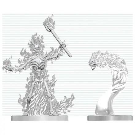 Dungeons & Dragons Nolzur's Marvelous Miniatures Unpainted Miniatur Flaming Skeleton & Flameskull 14 cm Produktfoto