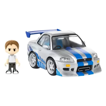 Fast & Furious Q-Village Fahrzeug mit Minifigur Nissan Skyline GT-R (R34) 9 cm Produktfoto
