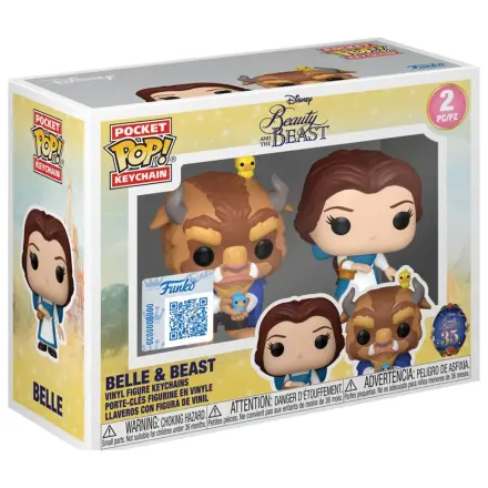Funko POP Figur 2 Schlüsselanhänger Disney Die Schöne und das Biest Belle & Beast Produktfoto