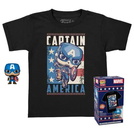 Funko POP & Tee Captain America Kinder-T-Shirt und Pocket POP-Figurenpaket Produktfoto
