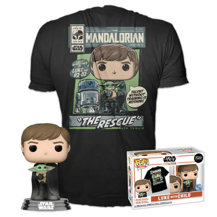 Funko POP & Tee Figur & T-Shirt Set The Mandalorian Luke with Child Exkluzív Produktfoto