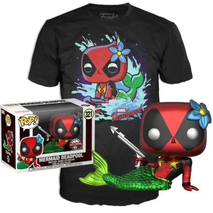 Funko POP! Figur & T-Shirt Set Marvel Deadpool Mermaid Exkluzív termékfotója