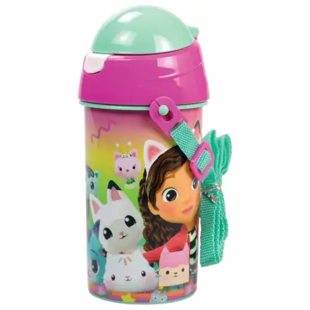 Gabby's Dollhouse Color Fade Kunststoff Trinkhalm Wasserflasche mit Hänger 500 ml Produktfoto