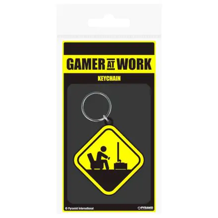 Gamer At Work Gummi-Schlüsselanhänger Caution Sign 6 cm Produktfoto