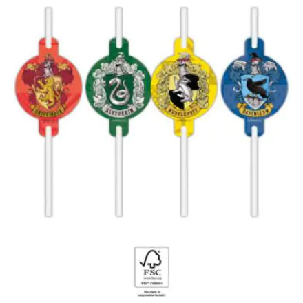 Harry Potter Hogwarts Houses Papierstrohhalm 4er-Set FSC Produktfoto