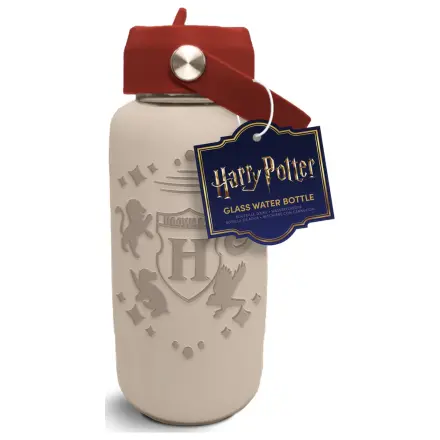 Harry Potter Hogwarts Glas Wasserflasche mit Silikonhülle 800 ml Produktfoto