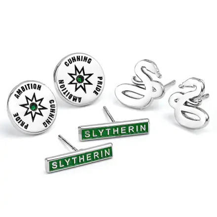 Harry Potter Ohrringe 3er-Pack Slytherin (Versilbert) Produktfoto