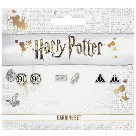 Harry Potter Ohrringe 3er-Pack Platform 9 3/4, Hedwig & Letter, Deathly Hallows (Versilbert) Produktfoto