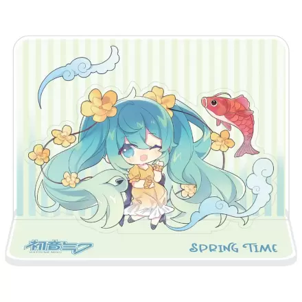 Hatsune Miku Acryl Figur Aufsteller Hatsune Miku Spring Time Chibi Miku with Koi 11 cm Produktfoto