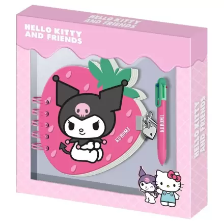 Hello Kitty and Friends Kuromi Erdbeer-Tagebuch und Stift Produktfoto