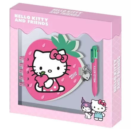Hello Kitty and Friends Erdbeer Tagebuch und Stift Produktfoto