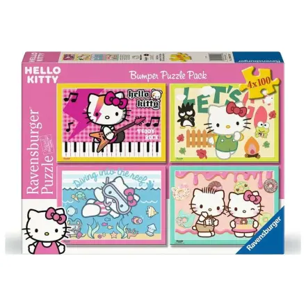 Hello Kitty Puzzle 4er-Pack Let's Go, Hello Kitty! (4x100 Teile) Produktfoto
