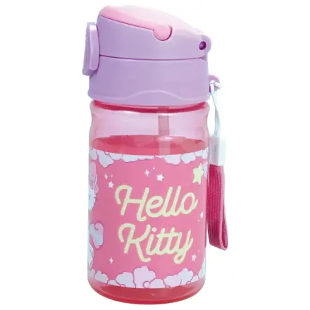 Hello Kitty Unicorn Trinkflasche aus Kunststoff mit Strohhalm und Trageschlaufe 350 ml Produktfoto