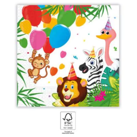 Jungle Luftballons, Jungle Servietten 20 Stück 33x33 cm FSC Produktfoto