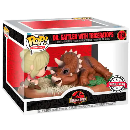 Jurassic Park POP! Moment Vinyl Figur Dr. Sattler with Triceratops Special Edition 9 cm Produktfoto