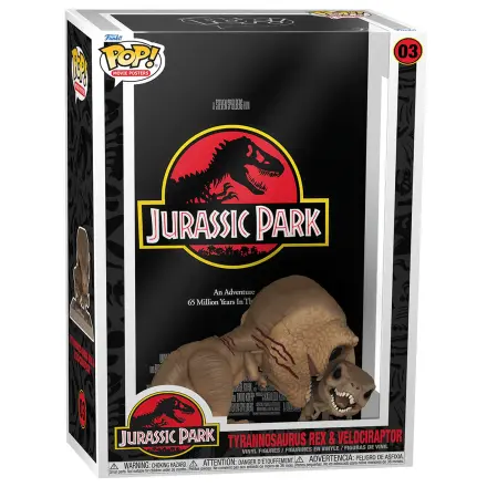 Jurassic Park POP! Movie Poster & Figur Tyrannosaurus Rex & Velociraptor 9 cm Produktfoto