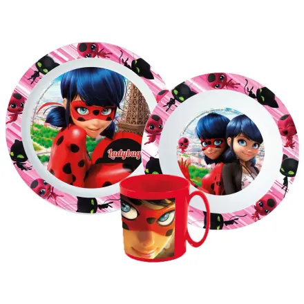 Miraculous: Tales of Ladybug & Cat Noir Adventures Heroes Geschirr-Set, Mikro Plastik Set mit Becher Produktfoto