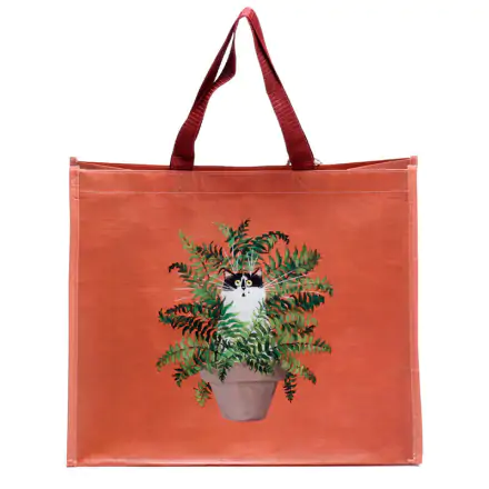 Kim Haskins Red Floral Cat Einkaufstasche Produktfoto
