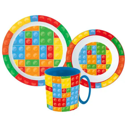 Lego Pattern Bricks Geschirr Set, Mikro Plastik Set mit Tasse 350 ml Produktfoto