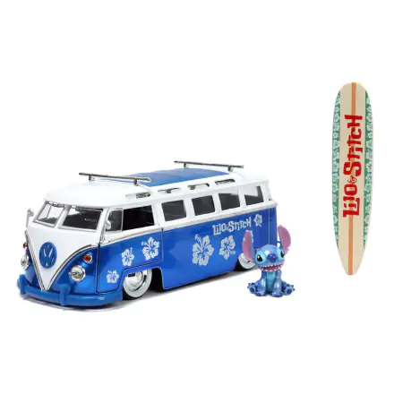 Lilo & Stitch Hollywood Rides Diecast Modell 1/24 1962 VW Bus mit Stitch Figur Produktfoto