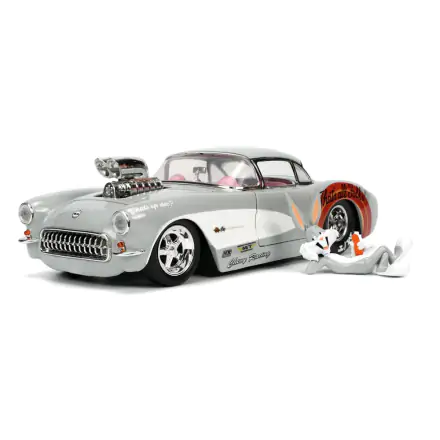 Looney Tunes Hollywood Rides Diecast Modell 1/24 1957 Chevrolet Corvette mit Bugs Bunny Figur Produktfoto