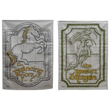 Lord of the Rings Geschirrtuch 2er-Pack Green Dragon & Prancing Pony 69 cm Produktfoto