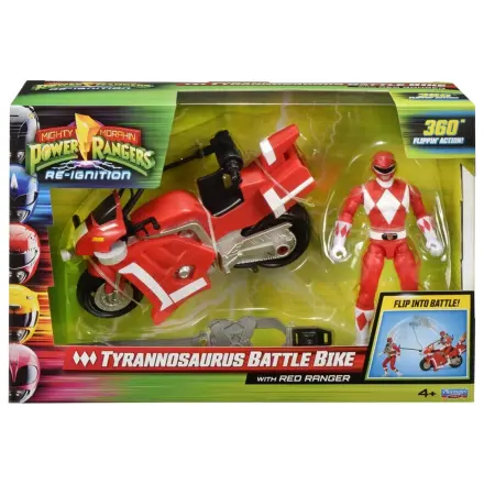 Mighty Morphin Power Rangers Battle Bike Fahrzeug Tyrannosaurus Rex mit Red Ranger 18 cm Produktfoto